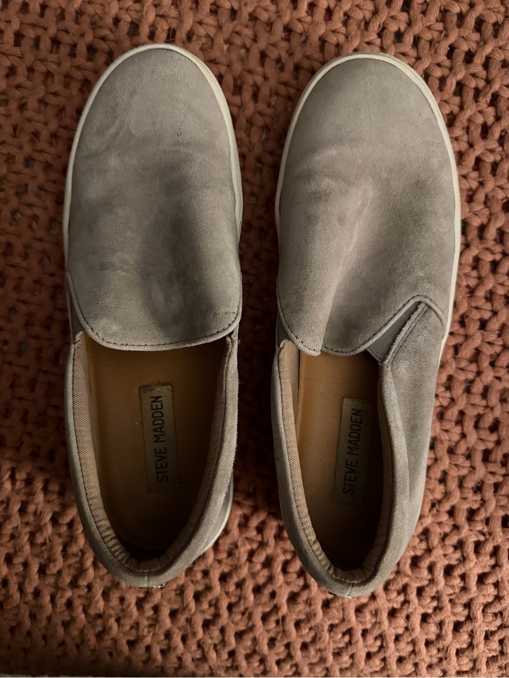 Steve Madden Grey Suede Slip-On Loafers